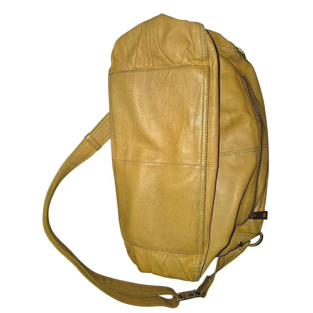 Vintage 100% Leather Steve Madden Mustard Yellow Large Purse In Great Condition